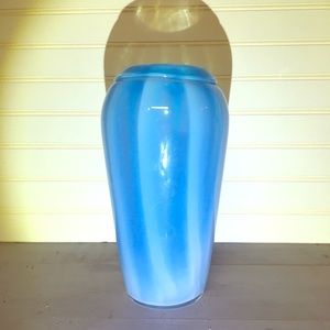 Hand blown glass vase. Turquoise/sky blue